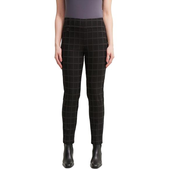 Joseph Ribkoff Plaid Print Slim Fit Pants Style 213617 - Black NWT